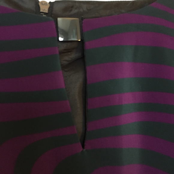 Tahari Purple & Gray Zebra Print Shift Dress | Long Sleeve Knee-Length Workwear - Picture 3 of 7